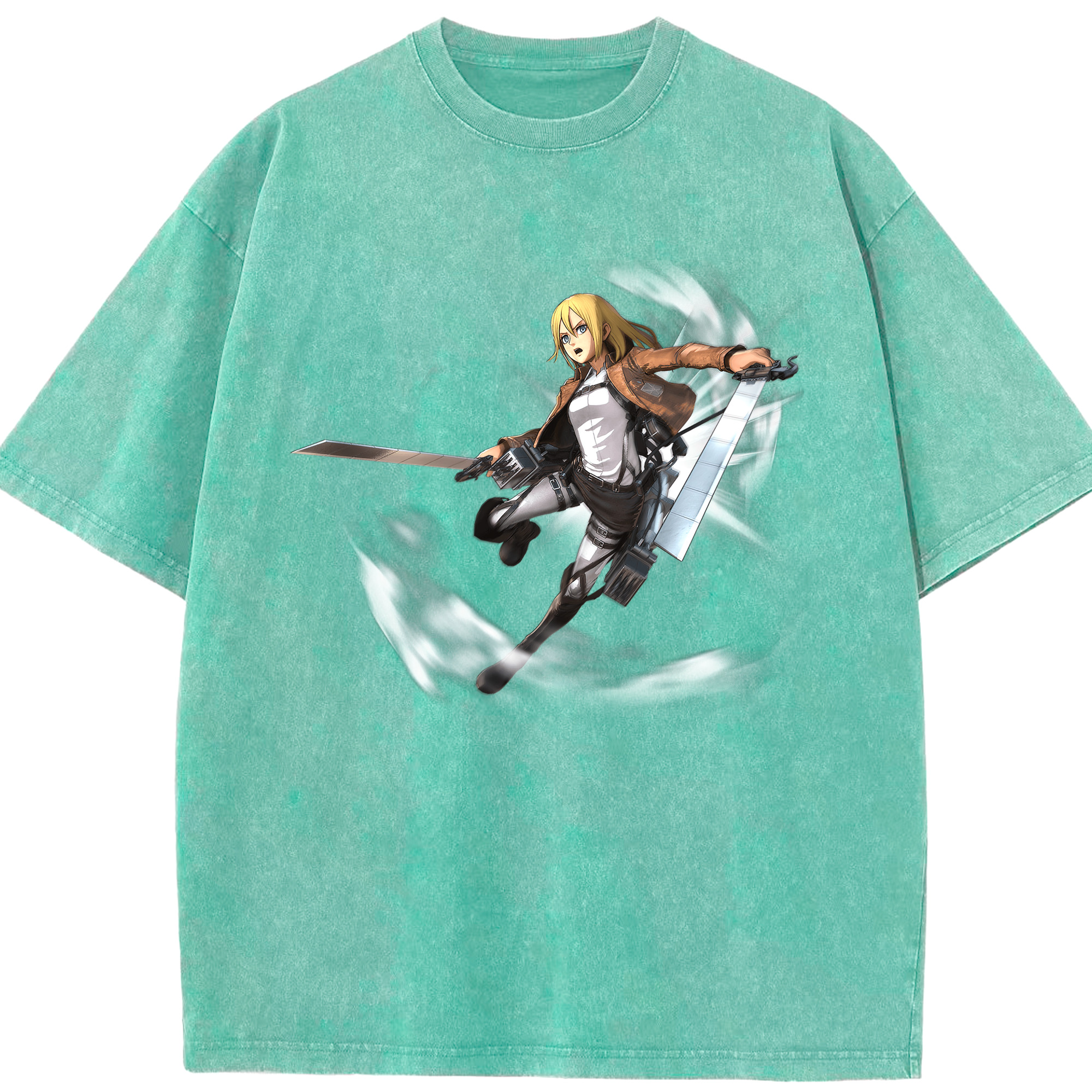 （画像用） 進撃の巨人 クリスタ·レンズ Attack on Titan Christa Lenz 綿100% ヴィンテージ風 半袖Tシャツ（フロントプリント）